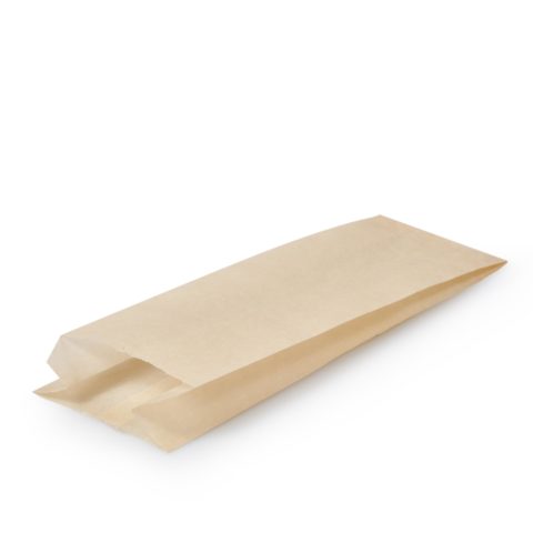 Бумажный пакет с плоским дном 100*60*300 мм бежевый под пергамент 2000/1