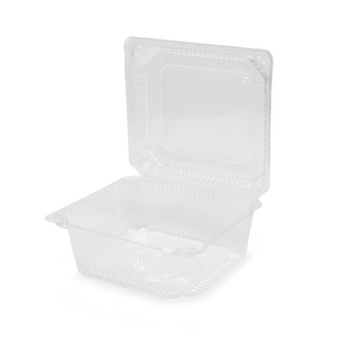 Контейнер одноразовый пластиковый 140*110*65 мм прозрачный с откидной крышкой ПЭТ RK-8