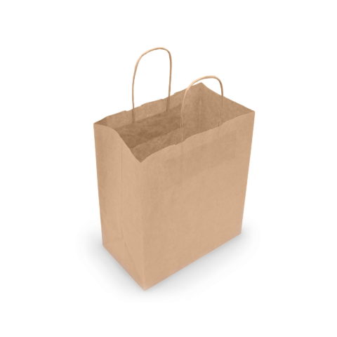 Крафт пакет с кручеными ручками и прямоугольным дном 240*140*280 мм 70 г/м2 бурый 300/1