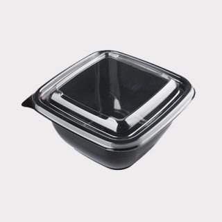 Контейнер 250 мл 124 * 124 * 38 мм, черный ПЭТ с крышкой