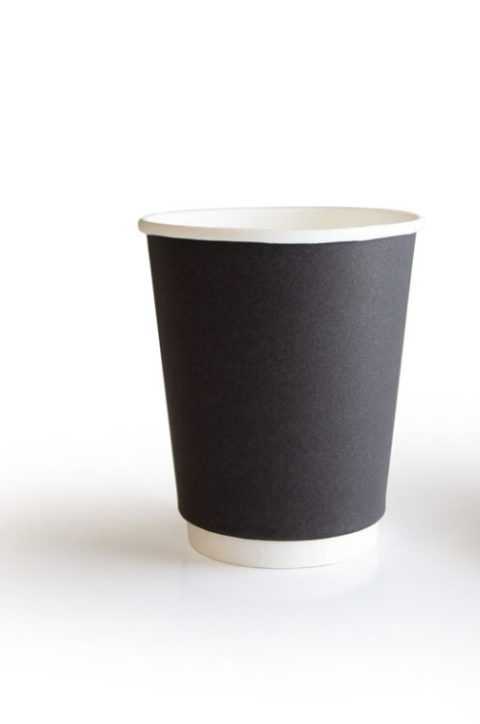 Стакан бумажный двухслойный 250мл, ThermoCup, Чёрный матовый