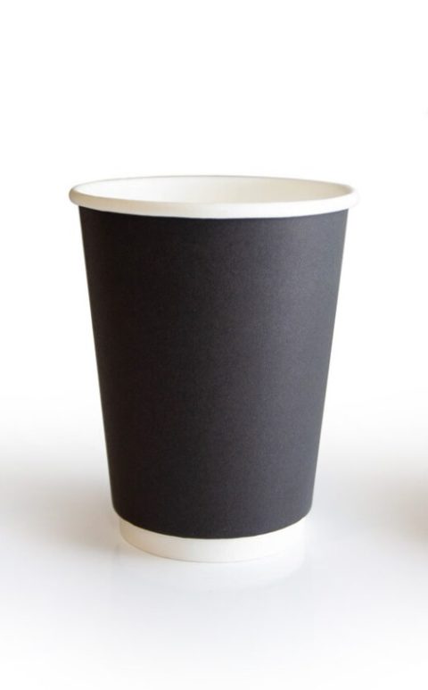 Стакан бумажный двухслойный 300мл, ThermoCup, Чёрный матовый