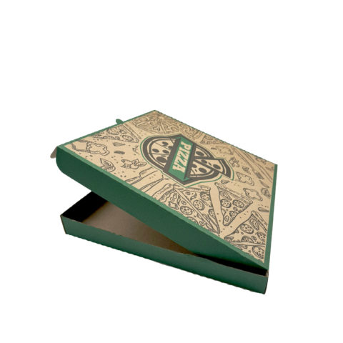 Коробка для пиццы 400 * 400 * 45 крафт с печатью
