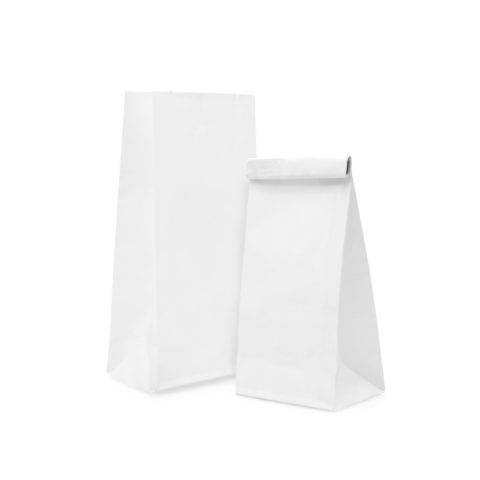 Бумажный пакет с прямоугольным дном 80*50*170 мм 65 г/м2 белый