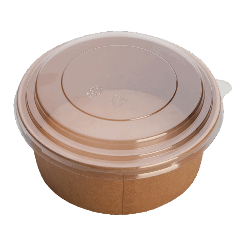Контейнер бумажный с круглым дном 950мл Крафт двухсторонний с крышкой