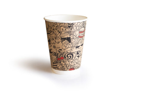 Стаканы двухслойные с конгревом «Cпираль» дизайн Doodle, 300 мл (без крышки идет)